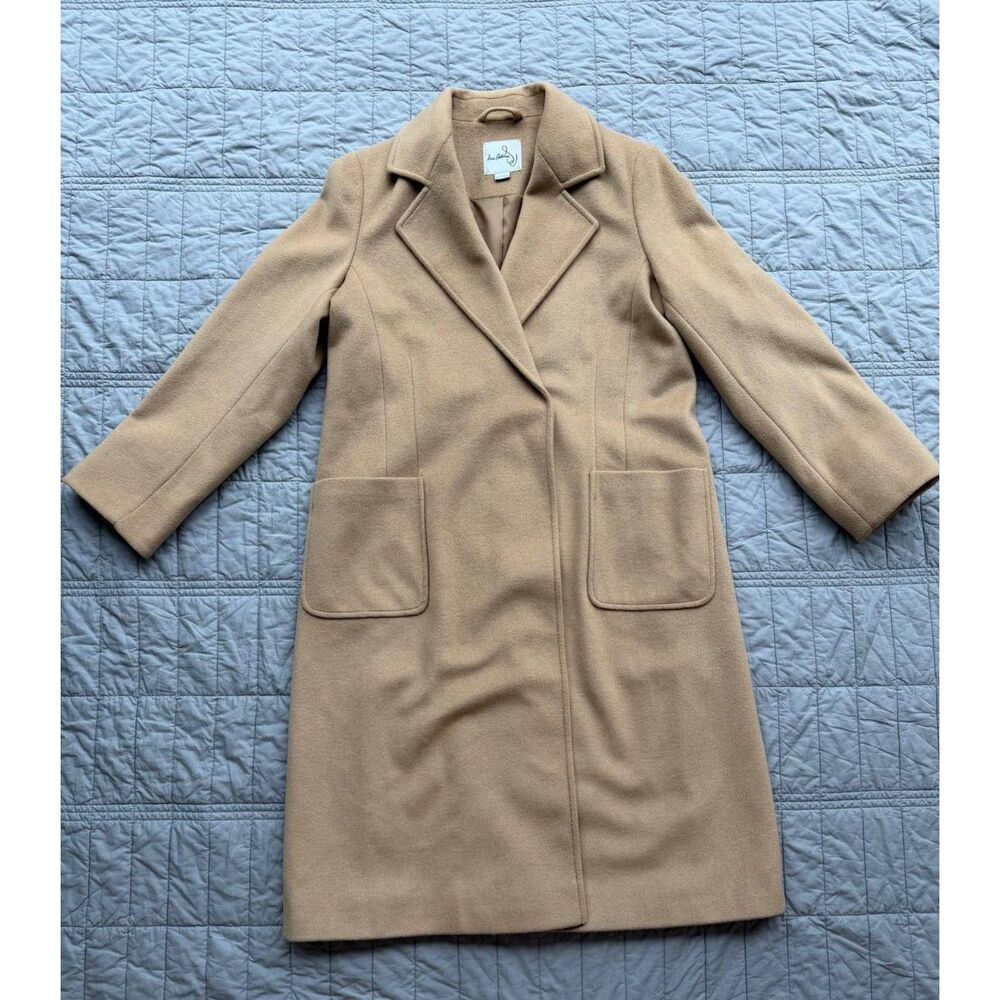 Sam Edelman Wool Blend Long Coat Women’s Size 14 Camel Tan Classic Overcoat